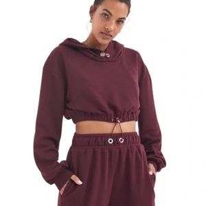 For Love and Lemons Burgandy Crop Hoodie Sweatshirt XS - worn once